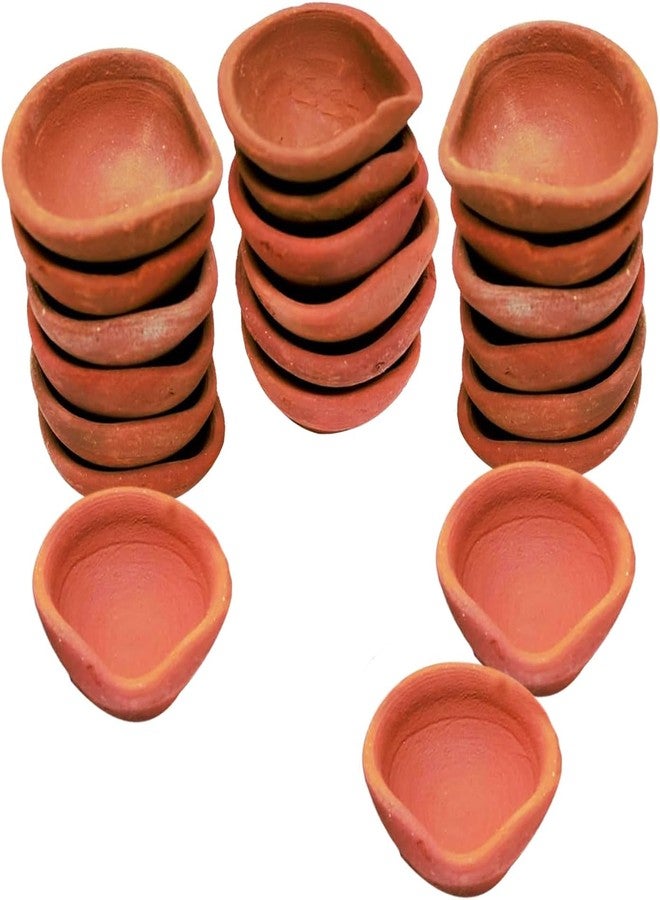 TrendBell Handmade Terracotta Set of 21 Clay Diya for Diwali/Navratri Decorations Oil Lamp Tea Light Holder | Indian Festival Diyas for Pooja & Diwali Decorations | TRBD12M-016 - Image 1